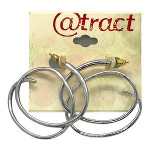 Attract‎ Silver Tone Spiral Hoop Earrings E3BBF